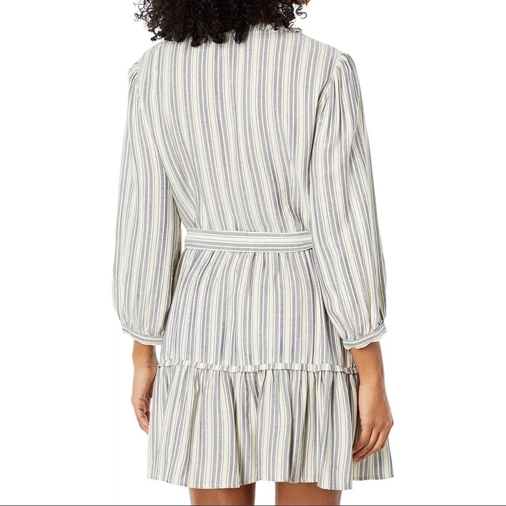 PAIGE Striped Long Sleeve Mini Dress Boho Neutral Flowy Tie Waist Size Small NWT - Picture 2 of 4
